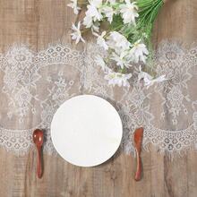 5pcs 12" X 120" White Lace Table Runner, Vintage Wedding Baby Shower Party Decor, Country Rose Embroidery Boho Style Table Runner - A - View 8