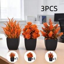 秋季人造絲盆栽植物，掌心大小體積，適合擺放在書桌、窗台與梳妝台的完美裝飾伴侶 - 彩色 - 查看 8