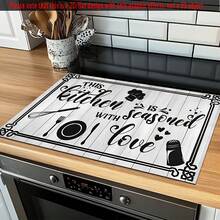 1pc Black Gray Vintage Wood Grain Style Kitchen Theme Tableware Drying Mat, Coffee Bar Mat, Stove Mat, Draining Mat, Coffee Machine Soft Bottom Diatomaceous Earth Drying Mat - Multicolor - View 11