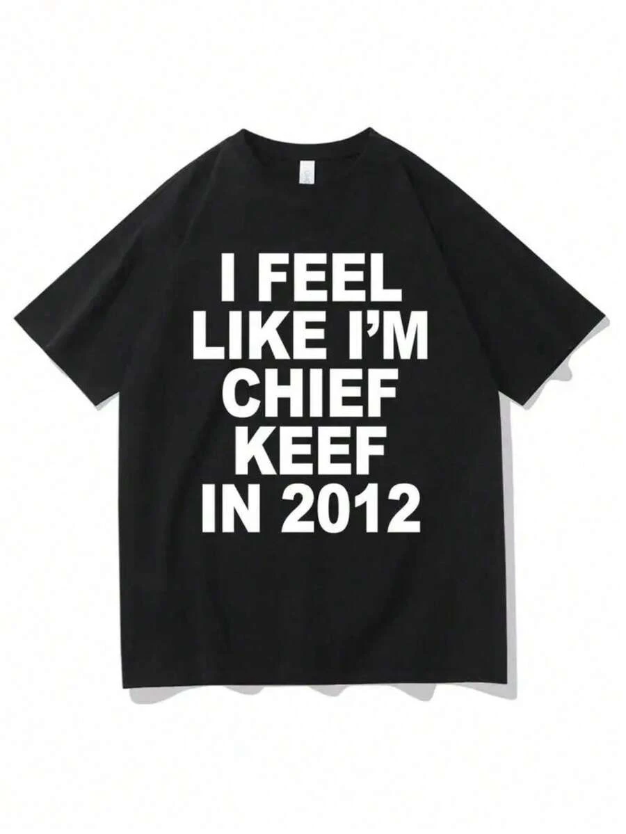 Short-Sleeved T-Shirt With A Simple Design And Text Print On The Chest - 黑色 - 查看 1