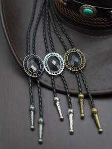 Bolo Tie Western Cowboy Style Vintage Leather Bolo Tie Necklace Fashion Accessory Unisex Set - Multicolor - View 6