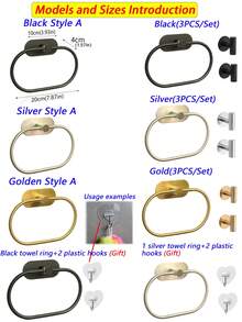 Baofeng 1pc Stainless Steel Towel Rack, Self-Adhesive Bathroom Towel Bar, Towel Ring, Dishcloth Holder, Wall-Mounted Towel Rack, Hand Towel Holder, Bathrobe Hook, Beach Towel Rack, Classic Sink Towel Rack, Bathroom Accessories - Multicolor - View 5