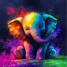 1pc Painted Elephant Pattern 5D Frameless Diamond Painting Kit, High-Quality Original Design Handmade DIY Diamond Art Tools, Round Full Drill Artificial Gemstone Wall Decor Gift, Craft Sewing Puzzle Stress Relief For Adults - View 1