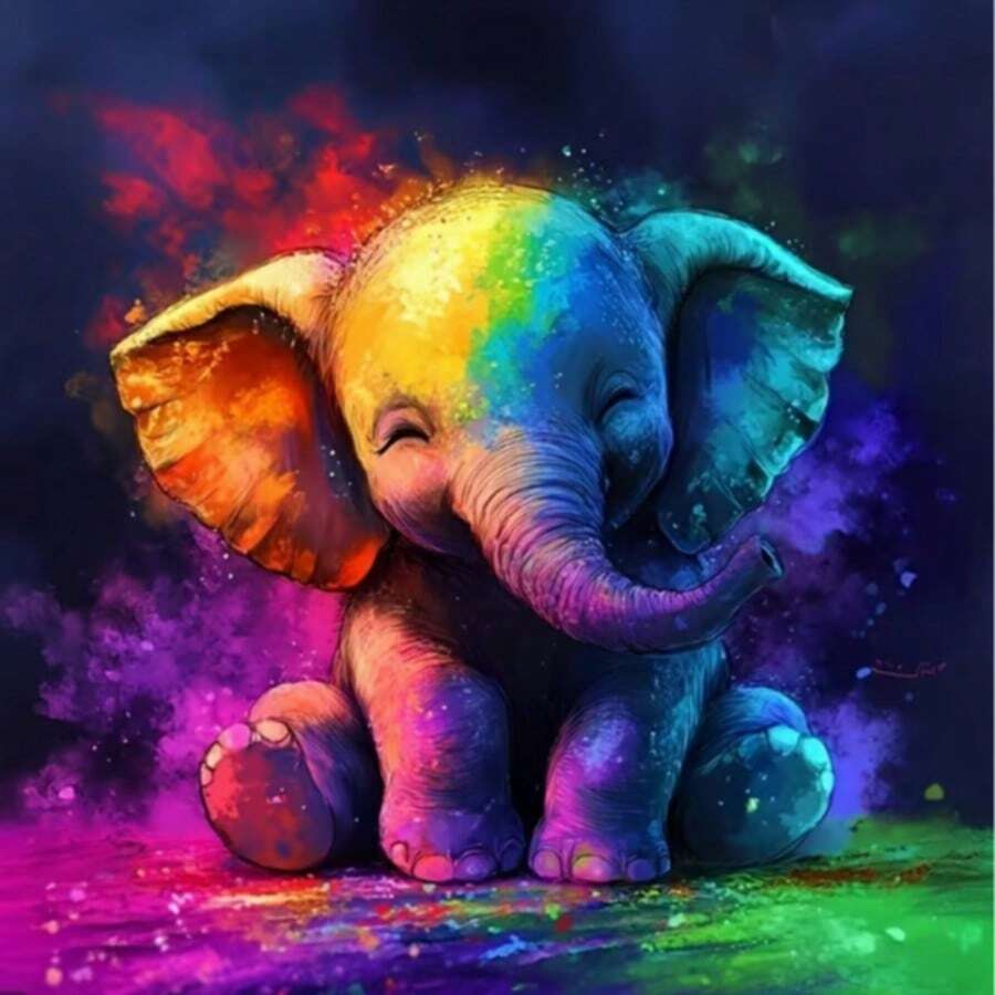1pc Painted Elephant Pattern 5D Frameless Diamond Painting Kit, High-Quality Original Design Handmade DIY Diamond Art Tools, Round Full Drill Artificial Gemstone Wall Decor Gift, Craft Sewing Puzzle Stress Relief For Adults - View 1