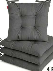 4 Pcs Comfortable Indoor & Outdoor Seat Pads For Kitchen, Dining, Garden, Balcony & Patio Chairs - Grey - View 7