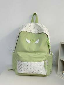 Color Block Polka Dot Angel Wings Backpack, Fresh Girl Campus School Bag, Cute Versatile Teen Backpack - Multicolor - View 14