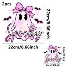 1 peça/2 peças/3 peças Adesivos de Transferência de Calor com Padrão de Laço de Fantasma Rosa de Halloween, Adequado para Camisetas DIY, Denim, Almofadas, Mochilas, Bonés e Capas de Sofá, À Prova d'Água, Resistente ao Desbotamento, Durável, Lavável, Adesivos de Plástico, Padrões Divertidos, Decoração de Tecido, Embelezamento de Roupas, Entusiastas de Artesanato - Multicolorido - Visão 3