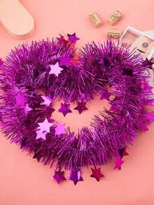 Guirnalda de cinta de espumillón y serpentina con estrella de cinco puntas para decoración de boda, fiesta de Navidad y eventos - Ver 2