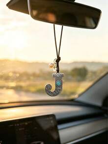 1 pieza Adorno colgante para el interior del coche con letra de corona de aleación de diamante, decoración para el espejo retrovisor del coche, colgante decorativo para el interior del coche - Unitalla - Ver 34
