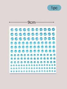 1pc Ice Lake Blue Flat Round Rhinestone Face Sticker, Mermaid Blue Facial Gem Sticker, Waterproof, Sweat-Proof, Long-Lasting, For Stage Performance, Model Runway, Concert, Stage, Party, Evening Banquet - Multicolor - View 6