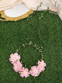 1Pc Bohemian Style Artificial Flower Crown, French Romantic Large Flower Headpiece, Suitable For Wedding/Vacation/Photoshoot - Multicolor - View 5