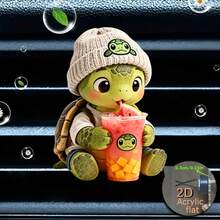 2D Acrylic Cute Turtle Car Air Vent Clip, Acrylic Car Aromatherapy Diffuser With Scent Pad, Cartoon Turtle Car Interior Decor, Car Air Freshener Ornament, Christmas Gift, Gift For Boyfriend - View 8