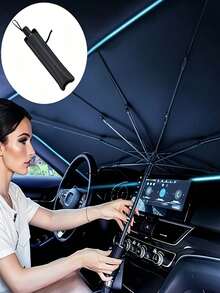 1pc Car Front Windshield Sun Shade, Heat Insulation & UV Protection Front Windshield Sunshade, With Storage Bag, Adjustable Telescopic Design, Summer Vehicle Sun Protection - Multicolor - View 3