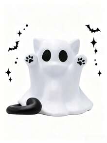 Halloween Ghost Statue Resin Cute Ghost Sculpture Halloween Table Decoration Small Mini Ghost Cat Statue Suitable For Home Office Holiday Desk Display Decoration - Ghost Cat - View 3