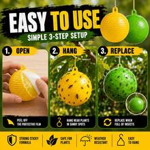 6-Piece, 12-Piece Large-Sized Hanging Fly Traps, Yellow And Green Dual-Color, Highly Adhesive Spherical Surface, Designed For Hanging Use, Non-Electric, Suitable For Fruit Trees, Vegetable Gardens, Greenhouses, Potted Plants, And Balcony Plants. - 6PCS - View 8