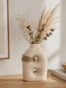 1pc/3pcs Cream Bohemian Style Vase, Rope Textured Asymmetrical Vase, Wabi-Sabi Ins Style Desktop Decor, Home Decoration Dried Flower Vase - Cream 296 - View 5