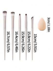7-Piece Professional Makeup Brush Set With Blade Brow Brush, Ultra-Fine Eyeliner Brush, Eyeshadow Brush, Concealer Brush, Soft Bristles Face Makeup Tools With Mini Makeup Sponge And Foundation/Concealer Puff - Light Grey - View 8
