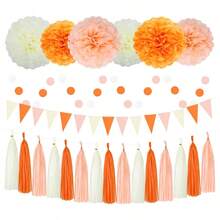 12/23pcs Red, White & Blue Party Decorations - Paper Napkin Pom Poms, Paper Tassels, Round Garland, Triangle Pennant Banners, Suitable For 4th Of July, Graduation, Birthday - A - View 19