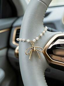 Accesorios de coche de aleación con lazo y perla, colgantes de volante con cadena, de moda y personalizados - Arco - Ver 4
