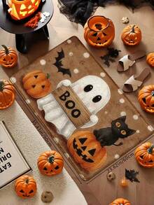 1pc Halloween Doormat, Non-Slip Back, Machine Washable, Indoor/Outdoor Universal Ghost Pattern Mat, Suitable For Porch, Kitchen, Bathroom Decoration, Cute Ghost Halloween Indoor Decor, Durable Absorbent Polyester Material - A - View 5