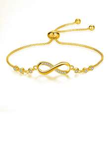 1pc Fashion Infinity Symbol Bracelet, Adjustable Hand Jewelry, Versatile Personalized 8-Shaped Light Luxury Bracelet For Kids - Gold - View 5