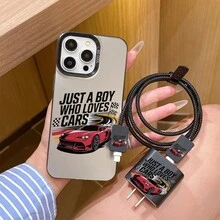 6件組彩色銀黑卡通摩托車圖案手機殼 + 充電頭保護套 + 充電線保護套 + 收納繩 + 數據線保護繩 TPU 防摔保護殼，適用於 Apple 6 7 8 XXs XR XS Max 11 12 13 14 15 16 Pro Max，適合作為情侶、女性、女兒、男朋友、女朋友、青少年女孩的生日與聖誕禮物 - 彩色 - 查看 4