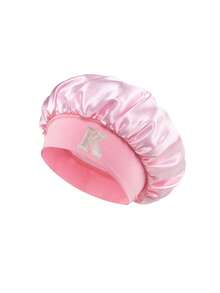 1 Stück Kleinkind Kinder 26 Buchstaben Kinder glatter Satin Bonnet modisch und bequem Schlafhaube, atmungsaktiv und rutschfest, tägliche Haarpflege Hut - Pink - Übersicht 6