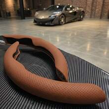 2pcs Sporty Anti-Slip Steering Wheel Cover - Faux Leather (PU Leather) + Breathable Holes + Segmented Embedded Design + No Inner Ring, For Tesla/Model/Car/MPV/SUV/RV/Pickup/Van - PU Leather With Holes - View 13