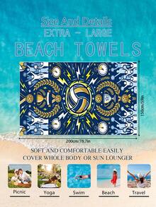 1 pieza Toalla de playa con tema de voleibol para niños, manta de playa extra grande de microfibra súper suave, toalla de baño súper absorbente, adecuada para viajes, piscina, buceo, surf, yoga, camping, disponible en varios tamaños, accesorios de playa para playa, piscina, viajes, camping, yoga - Multicolor - Ver 13