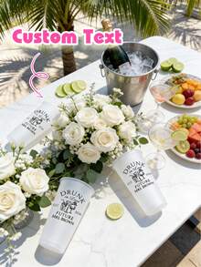 1pc Customized Personalized Party Cold Drink Cup, Wedding Party Cold Drink Cup, Summer Party Bulk Cold Drink Cup, Reusable, Suitable For Wedding, Bachelorette Party, Birthday Party, Outdoor Sports Beach Water Cup And Graduation Cup, Bridesmaid Gift - Multicolor - View 3