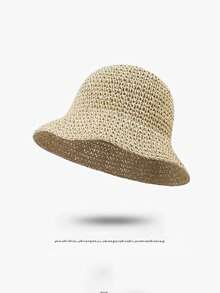 Sombrero de cubo de paja suave de ala ancha, sombrero de paja de ala grande de alta gama, sombrero portátil plegable para exteriores, fácil de plegar y guardar, ahorra espacio, conveniente para viajes, vacaciones y desplazamientos diarios, altamente práctico - Multicolor - Ver 15