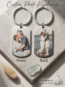 Llavero de metal personalizable, impreso con tu foto y texto, 4 estilos y 4 colores disponibles, paquete de 1 pieza, 3 piezas o 5 piezas. Perfecto como llavero, decoración de mochila, regalo de cumpleaños, regalo de aniversario y regalo del Día de San Valentín. - Multicolor - Ver 1