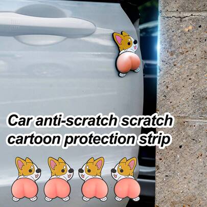 Car Door Anti-Collision Sticker, Cartoon Silicone Bumper Scratch Protection Sticker, Universal Car Exterior Accessories, Suitable For Car Door, Bumper Protection Sticker, Car Accessories, Women's Car Sticker, Car Decoration Products