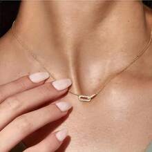 Double Ring Geometric Collarbone Necklace With Zirconia Micro-Inlay, Niche Design, Light Luxury Minimalist Interlocking Necklace - Necklace - View 8