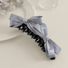 1pc Grey Polka Dot Double Bow Hair Claw Clip, All White & Summer Outfit Women Hair Accessory,Claw Clips - Multicolor - View 11