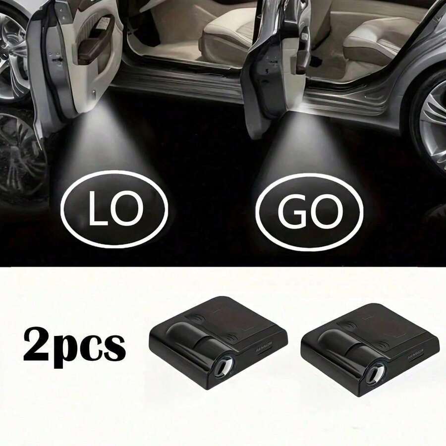 2件組汽車LED裝飾燈，車門Logo投影燈，迎賓燈，易於安裝，適用於轎車、SUV和卡車的通用車輛照明設備