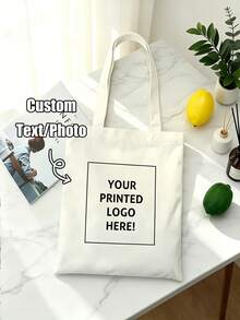 Customized Personalized Image Women's White Shoulder Bag, Large Capacity Casual Lightweight Foldable Travel Tote Bag, Fashion Shopping & Outing Bag - Multicolor - View 1
