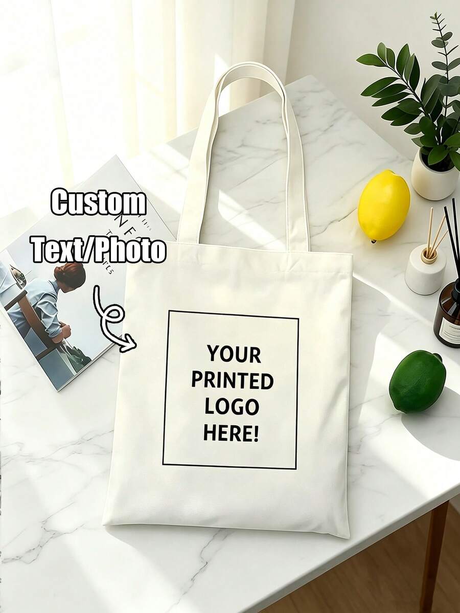 Customized Personalized Image Women's White Shoulder Bag, Large Capacity Casual Lightweight Foldable Travel Tote Bag, Fashion Shopping & Outing Bag - Multicolor - View 1