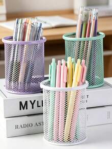 1pc Hollow Mesh Pen Holder Storage Box, Minimalist Multifunctional Stationery Organizer Rack,Suitable For Office Use, Back To School Season And Learning Supplies,Make Up Organizer,Halloween And Christmas Gifts,Dorm Room Essentials College, Room Decor - Multicolor - View 2