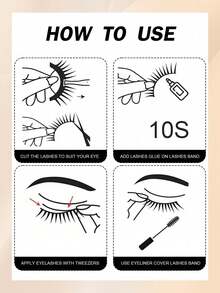 7 Pairs Brown Cartoon False Eyelashes, Transparent Stem, Suitable For Cartoon Style Eye Makeup, Reusable, Wet-Look Pointed Style, Daily Commute Travel Party Gift - Brown - View 7