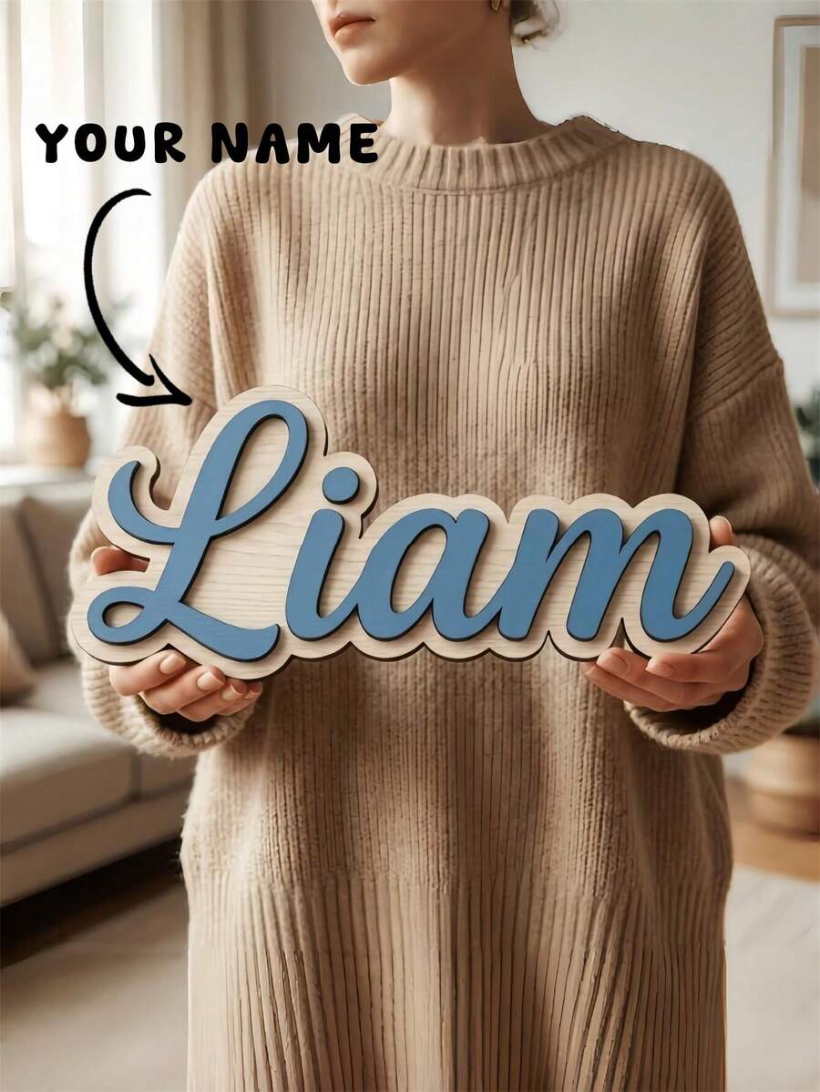 1PC Customized Name Sign, Double Layer Material Durable, Personalized Name Photo Prop Decor, Multi-Functional Wall Hanging Room Decoration, Customized Party Decoration, Perfect Gift, Room Decor, Aesthetic Room Decor