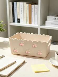 Cherry Storage Box, Cherry Storage Box, Cosmetic Organizer, Student Desk Stationery Organizer, Home Miscellaneous Storage Basket, Suitable For Home, Office, Kitchen, Bedroom Vanity, Daily Essentials, Suitable For Home, Restaurant, Living Room Decoration, Vanity, Durable Plastic, Wedding Bride Gift, Mother's Day Gift, Birthday Gift, Holiday Souvenir, Back To School Gift, Graduation Gift - Multicolor - View 4