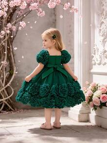Baby Girls Sequin Cute Tutu Princess Dress For Birthday Party, Suitable For Banquet, Excluding Headband - Dark Green - View 2