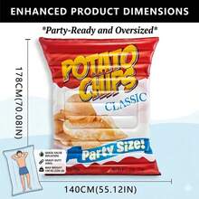 Aufblasbare Matratze, 2 Modelle: Pommes frites (119 x 168 cm, belastbar bis 90 kg) und Chipstüte (178 x 140 cm, belastbar bis 100 kg). Strapazierfähiges PVC, leicht, aufblasbar, mit Rückschlagventil, für Pool, Strand, Sommerpartys, für 1–2 Personen - Farbe 140 x 178 cm - Übersicht 2