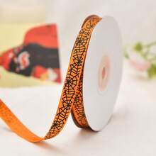 3Rolls/1Roll 1cm*2200cm Halloween Grosgrain Ribbon Set, Pumpkin Ghost Spider Web Pattern Decorative Ribbons For Gift Wrapping DIY Crafts - Multicolor - View 14