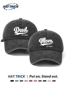 2pcs Unisex DAD+MOM Printed Vintage Baseball Cap, Fashionable Dad & Mom Hat For Men & Women, Adjustable Cap Size, Suitable For Outdoor & Daily Wear, Ideal Gift For Festivals & Truck Drivers - A - View 10
