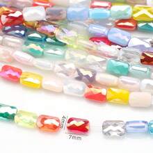 1 String Of Approx. 55pcs 4*7mm Grid Rectangular Colored Glass Beads DIY Jewelry Accessories Holiday Gift Shoes Clothing Accessories Phone Keychain Car Pendant Making Material - 4*7mm Long Grid - View 4