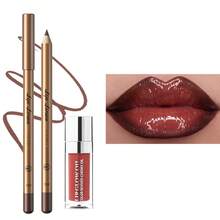 YOUNG VISION 2pcs Lipcombo Set - Mirror Moisturizing Lip Gloss & Matte Lip Liner Pencil, Create Dimensional Lip Makeup Look - 彩色 - 查看 12