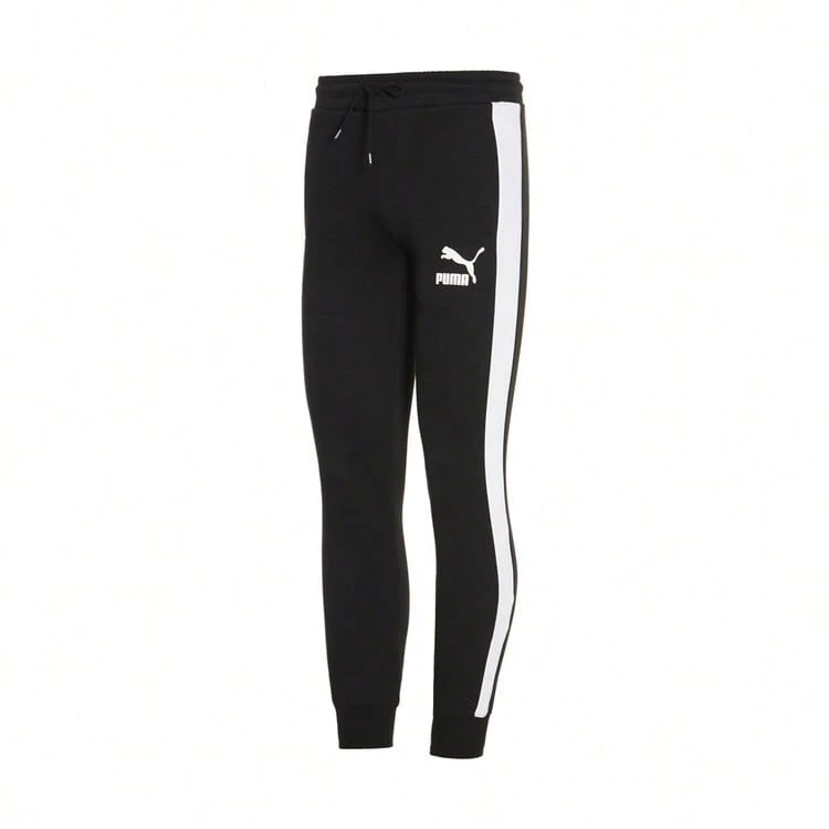 Puma Pantalones largos de corte ajustado para primavera/otoño, jogger de chándal unisex con diseño de bloques de color clásico 53138101 - Negro - Ver 1