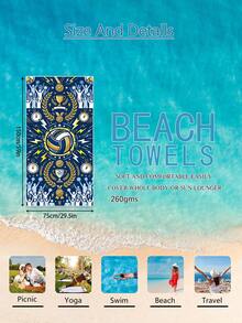 1 pieza Toalla de playa con tema de voleibol para niños, manta de playa extra grande de microfibra súper suave, toalla de baño súper absorbente, adecuada para viajes, piscina, buceo, surf, yoga, camping, disponible en varios tamaños, accesorios de playa para playa, piscina, viajes, camping, yoga - Multicolor - Ver 12